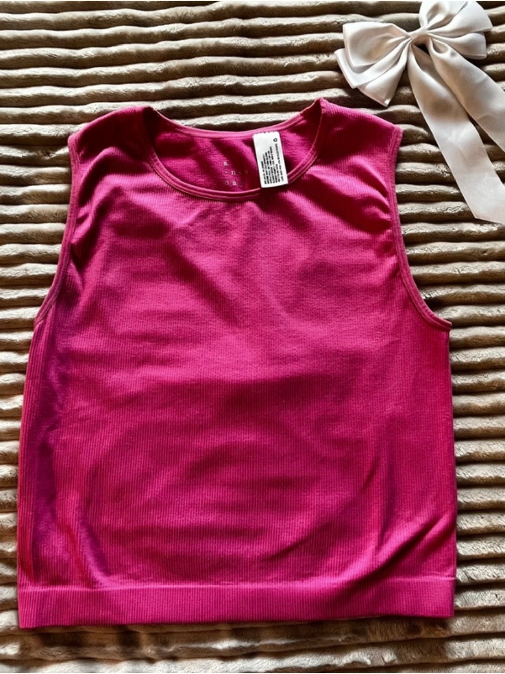 A New Day Hot Pink Ribbed Seamless Tank Top ♡